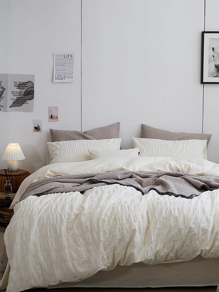 Organic Cream Seersucker Duvet Cover