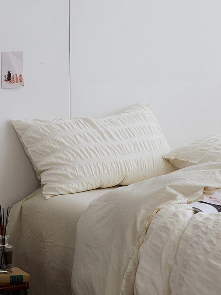 Organic Cream Seersucker Duvet Cover