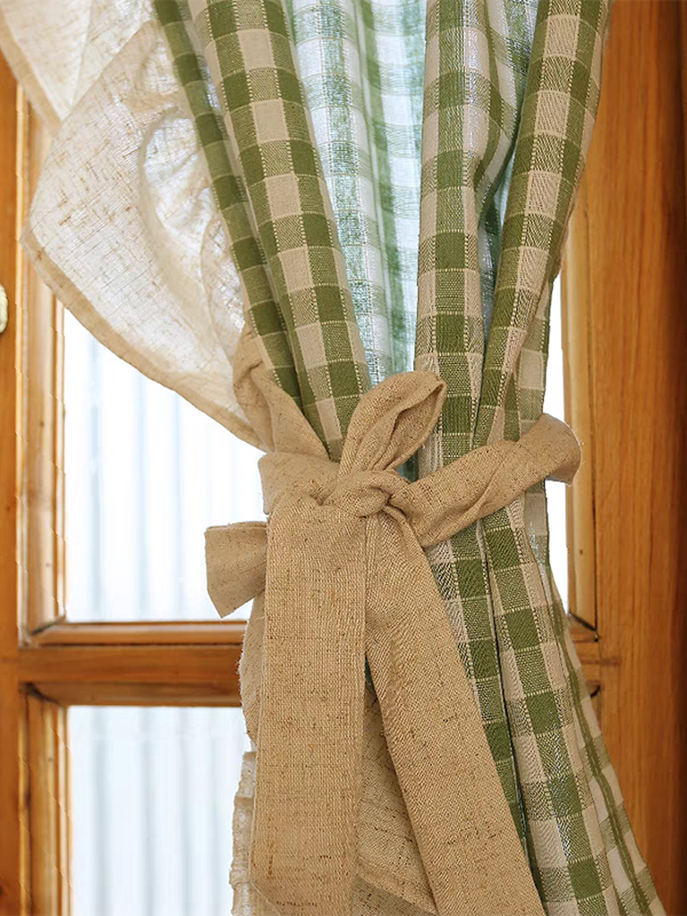 Pastoral Green Gingham Curtain