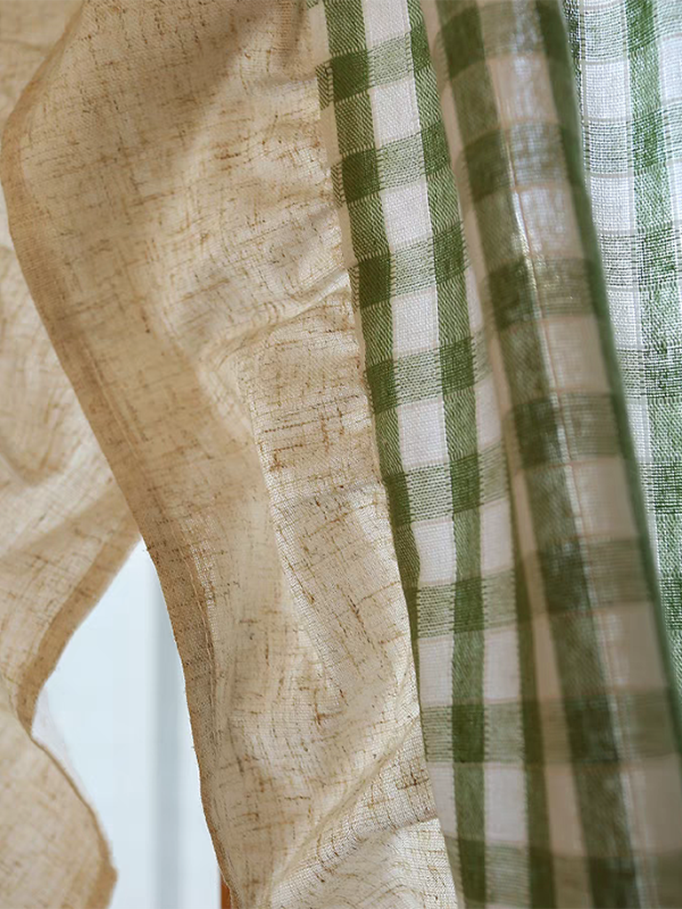 Pastoral Green Gingham Curtain