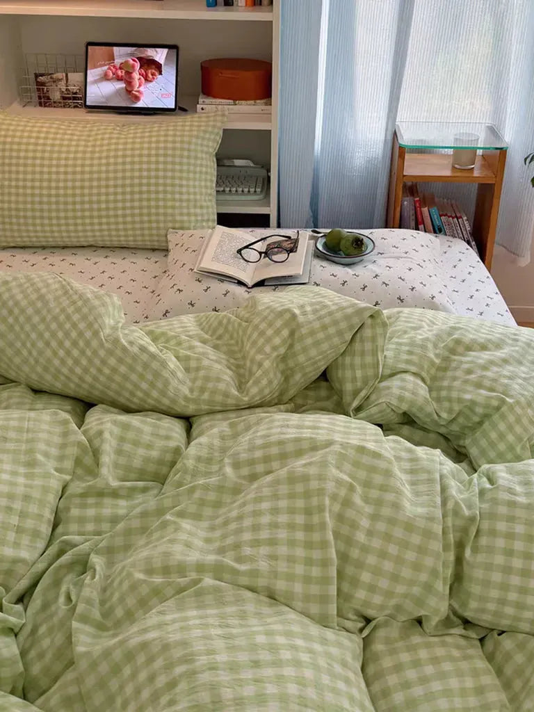 Pastoral Green Gingham Duvet Cover