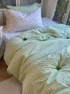 Pastoral Green Gingham Duvet Cover