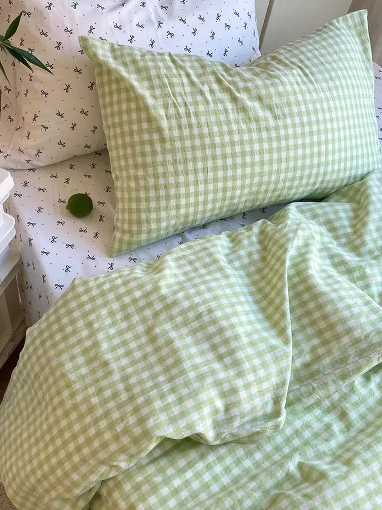 Pastoral Green Gingham Duvet Cover