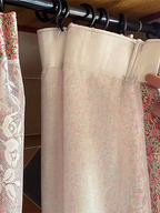 Pink Ditsy Floral Curtain with Lace