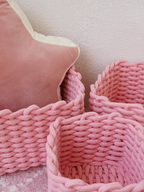 Pink Handmade Crochet Storage Basket (Set of 3)