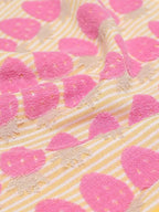 Pink Sunny Strawberry hand towel by Breezora, featuring a cheerful strawberry design on soft, absorbent fabric.