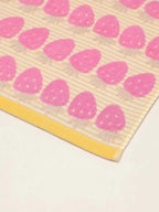 Pink Sunny Strawberry hand towel by Breezora featuring a bright strawberry design and soft, absorbent fabric for everyday use.