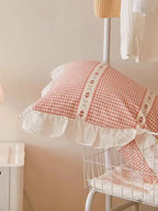 Pink Gingham Ruffle Duvet Cover Set