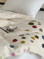 Playful Polka Dot Embroidered Duvet Cover