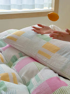 Playful Patchwork Style Stripes & Gingham Bedding Set