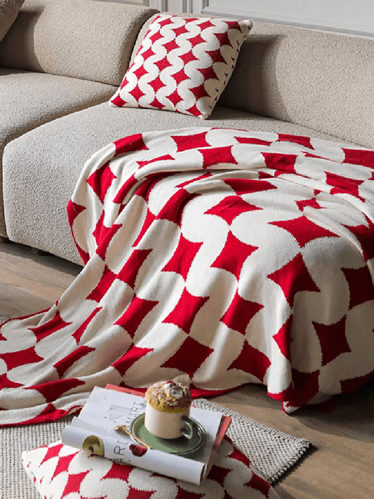 Poker Diamond Knitted Throw Blanket