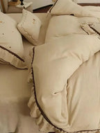 Polka Dot Embroidery Bedding Set with Ruffle