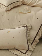 Polka Dot Embroidery Bedding Set with Ruffle