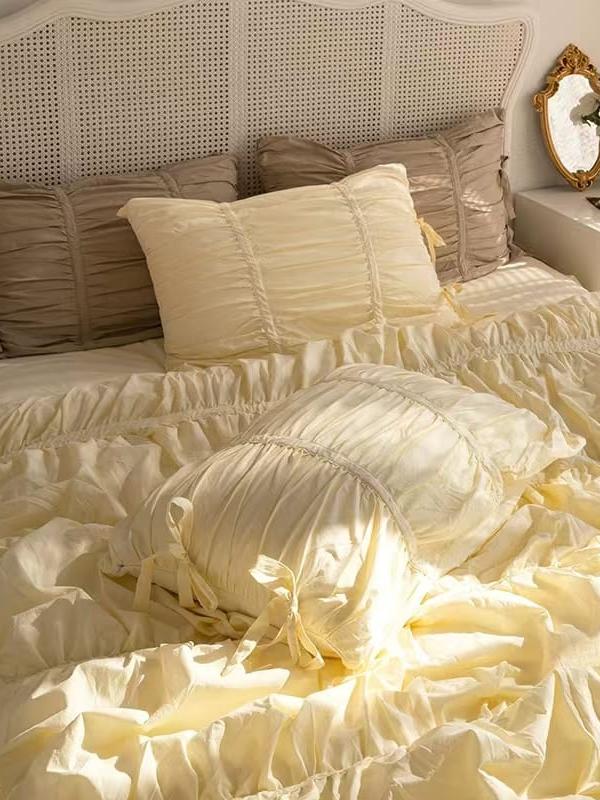 Princess Ruched Bedding Set - Yellow