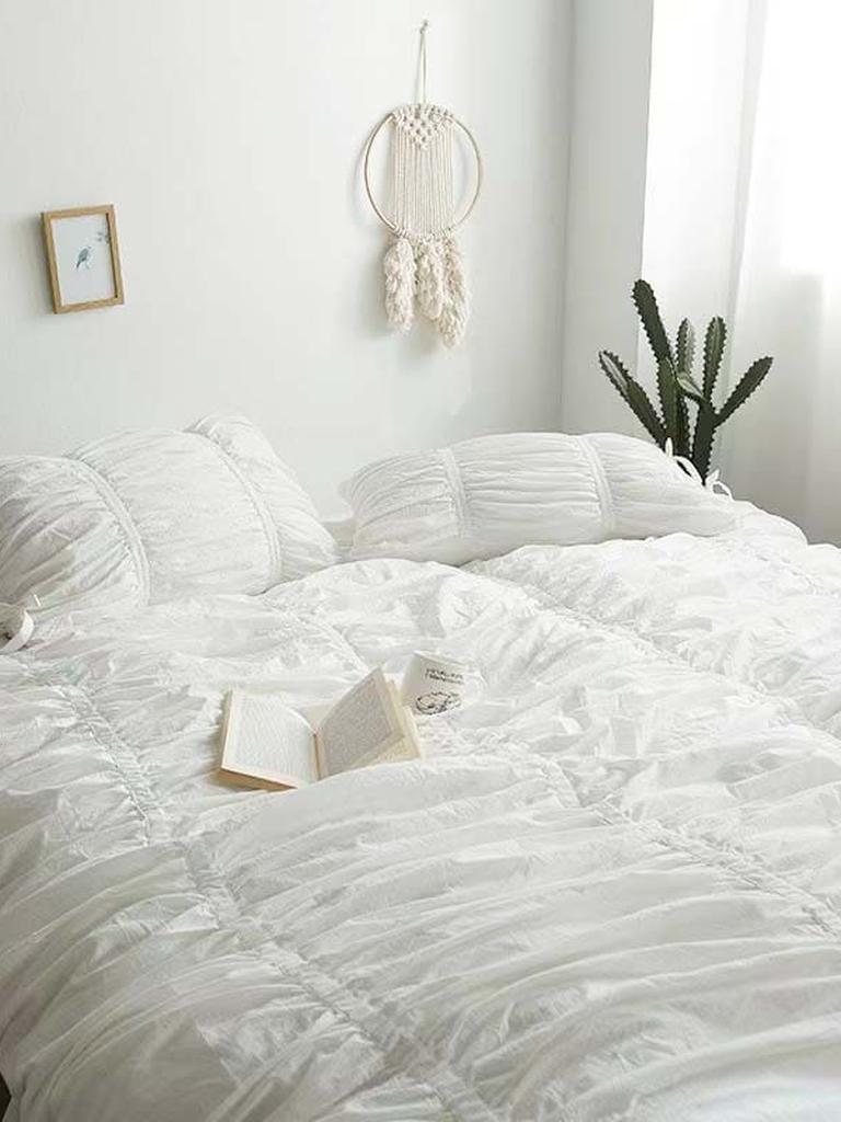 Princess Ruched Duvet Cover - White