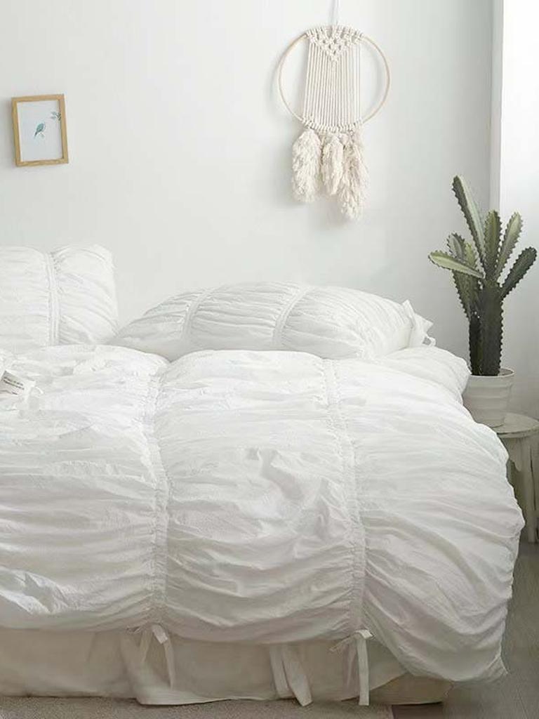 Princess Ruched Duvet Cover - White