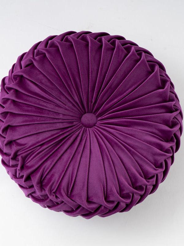 Colorful Round Pleated Velvet Cushion