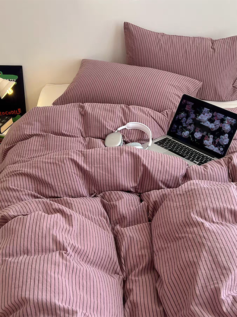 Purple Striped Duvet Cover