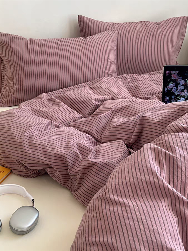 Purple Striped Duvet Cover