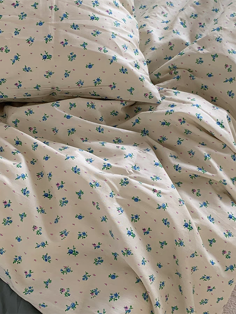 Retro Blue Ditsy Floral Duvet Cover