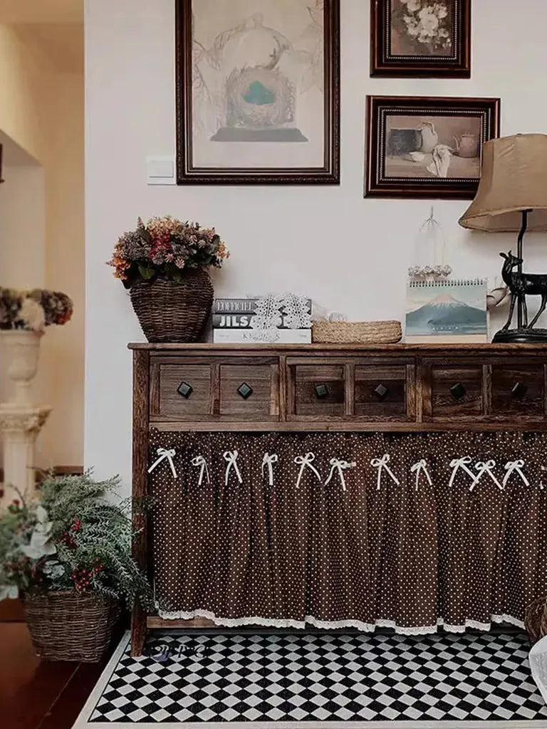 Retro Polka Dot Coffee Curtain