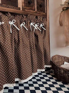 Retro Polka Dot Coffee Curtain