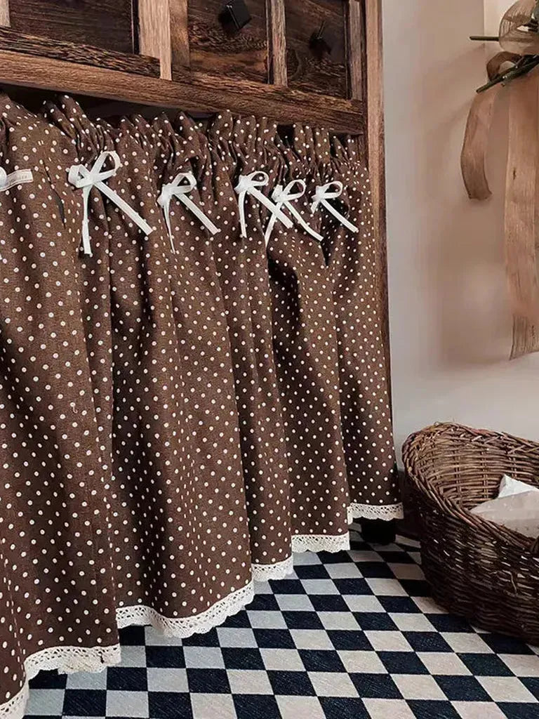 Retro Polka Dot Coffee Curtain