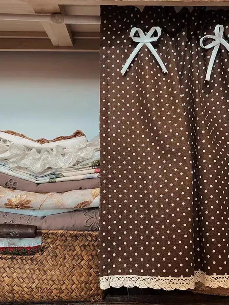 Retro Polka Dot Coffee Curtain