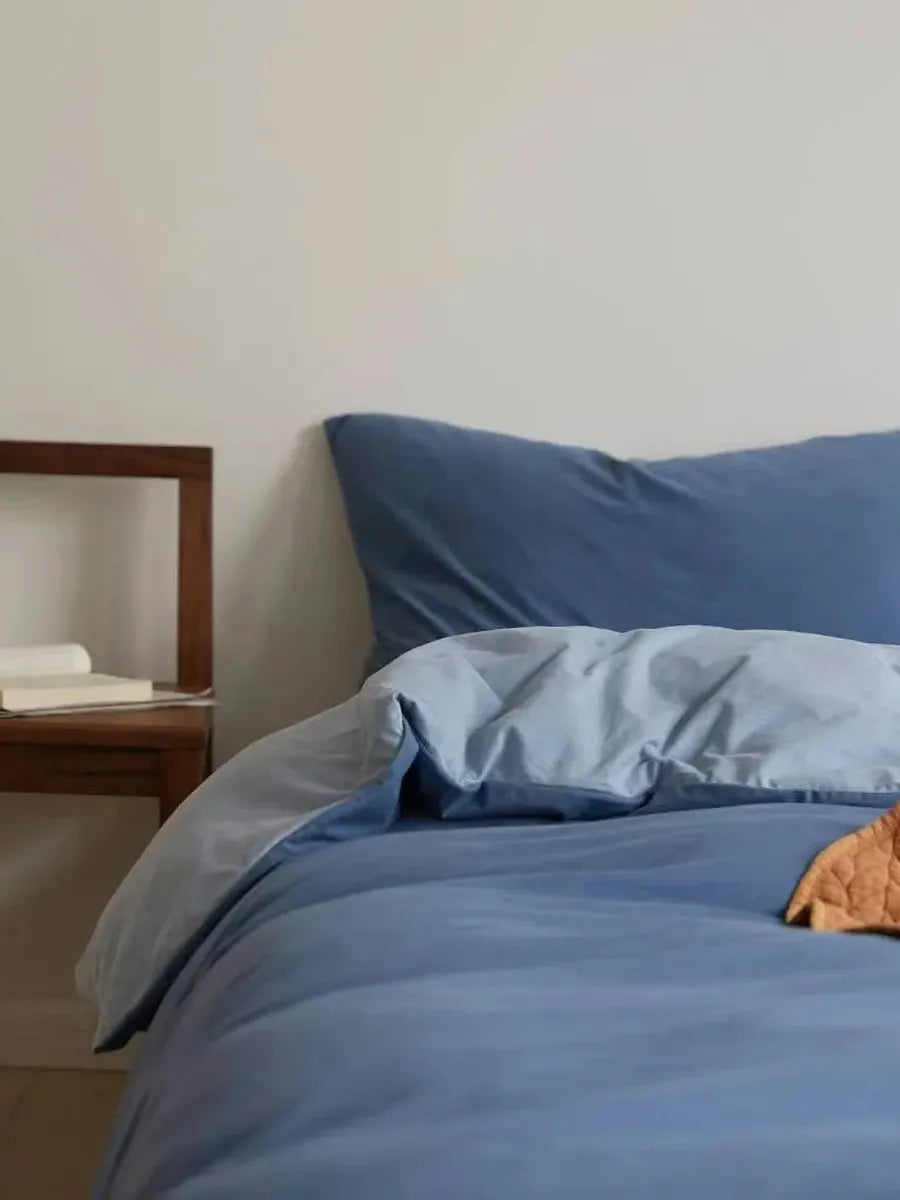 Reversible jersey cotton bedding set by Breezora, showing soft, smooth fabric with a cozy, double-sided design for comfortable sleep.