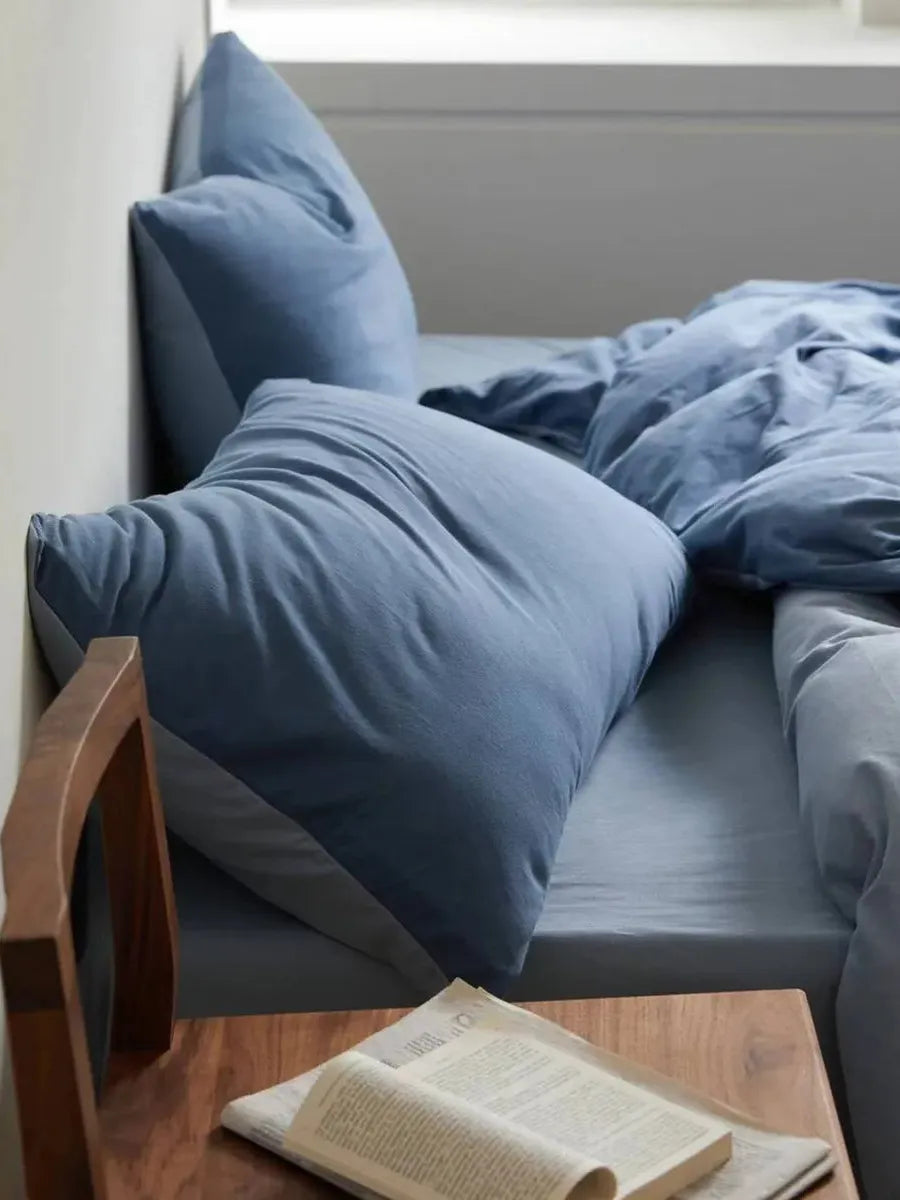 Reversible jersey cotton bedding set by Breezora with soft, cozy fabric in a stylish design for comfortable sleep.