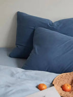 Reversible Jersey Cotton Bedding Set by Breezora featuring soft, cozy bedding with contrasting patterns on each side.