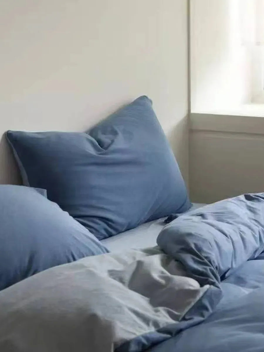 Reversible Jersey Cotton Bedding Set by Breezora featuring soft, cozy sheets and pillowcases in a stylish, dual-fabric design.