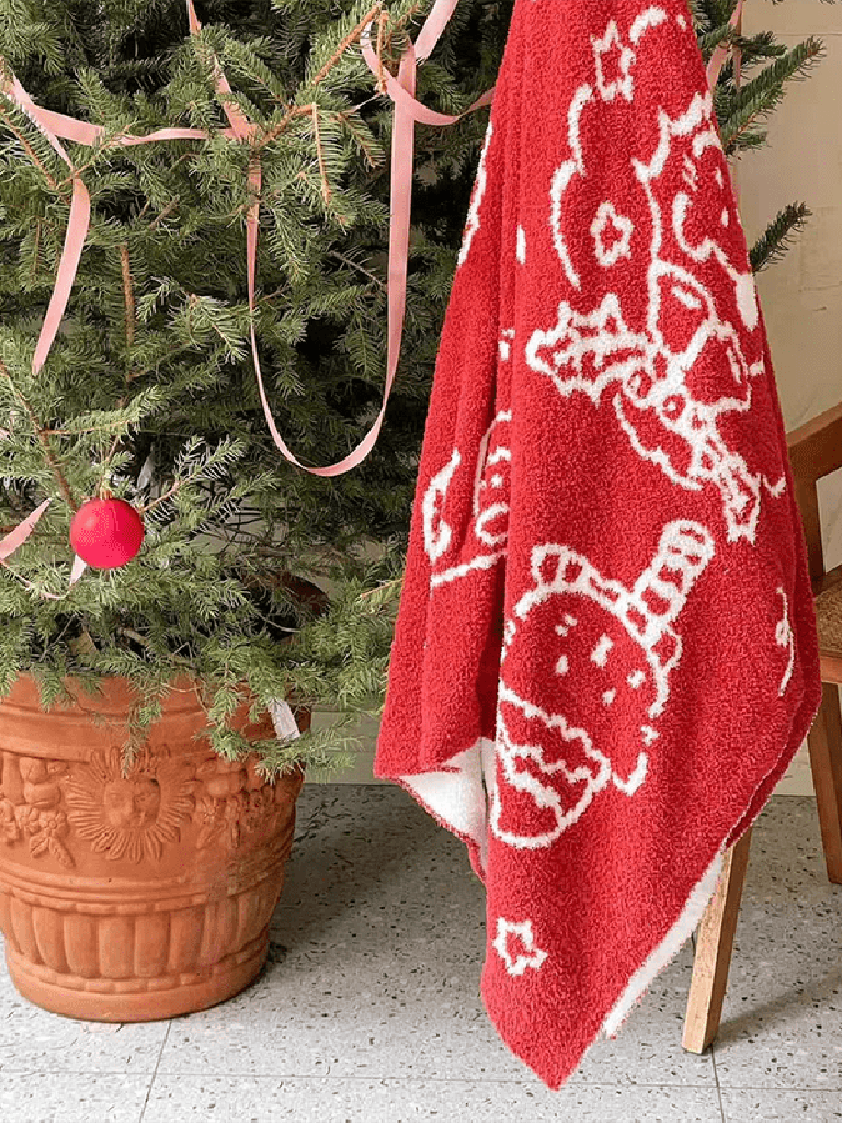 Reversible Christmas Feather Yarn Blanket