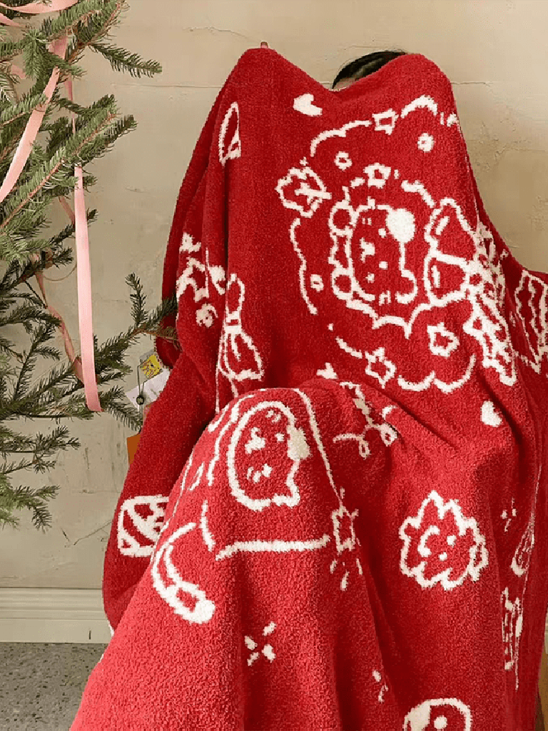 Reversible Christmas Feather Yarn Blanket