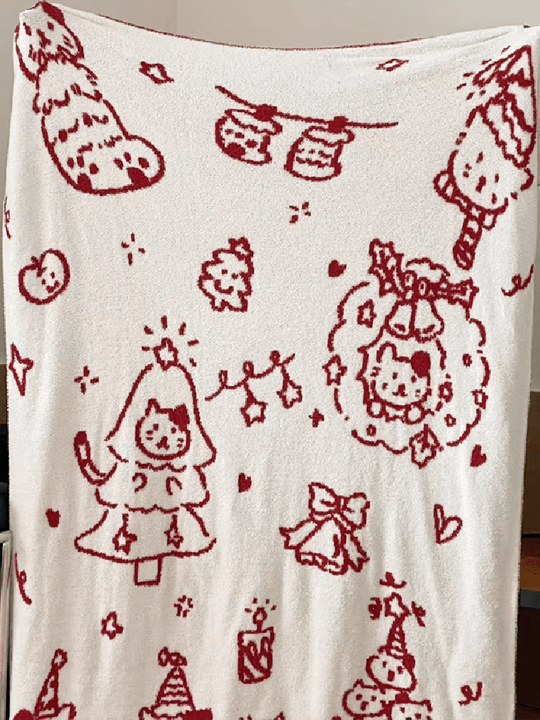 Reversible Christmas Feather Yarn Blanket