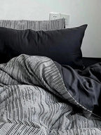 Reversible Dark Industrial Striped Duvet Cover