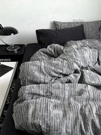 Reversible Dark Industrial Striped Duvet Cover
