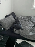 Reversible Dark Industrial Striped Duvet Cover