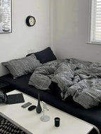 Reversible Dark Industrial Striped Duvet Cover