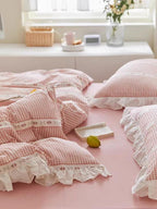 Rustic Gingham Bedding Set with Ruffle