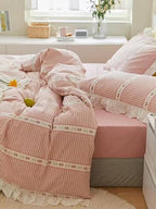 Rustic Gingham Bedding Set with Ruffle