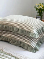 Rustic Gingham Pillowcase with Ruffle