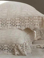 Rustic Linen Cotton Duvet Cover with Lace