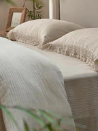 Rustic Linen Cotton Duvet Cover with Lace