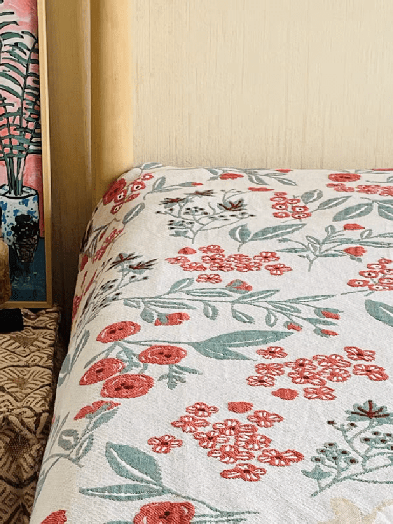 Rustic Scene Floral Knitted Blanket