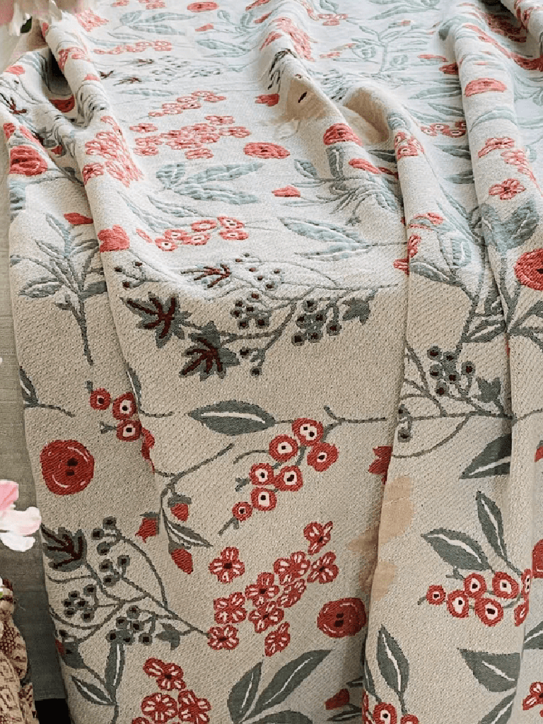 Rustic Scene Floral Knitted Blanket