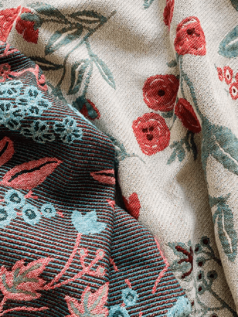 Rustic Scene Floral Knitted Blanket