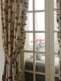 Rustic Tulip Print Pinch Pleat Curtain with Ruffle