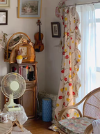 Rustic Tulip Print Pinch Pleat Curtain with Ruffle