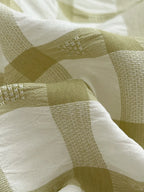 Seersucker Windowpane Check Bedding Set with Ruffle